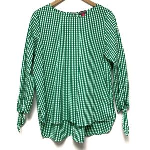 VINCE CAMUTO Gingham Check Blouse Size Medium